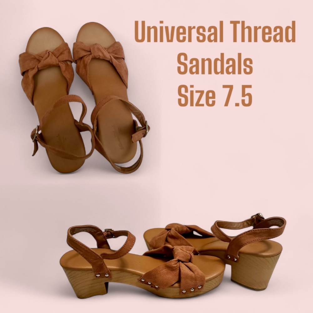 Universal Thread Tan Sandals with Slingback and Bow Details